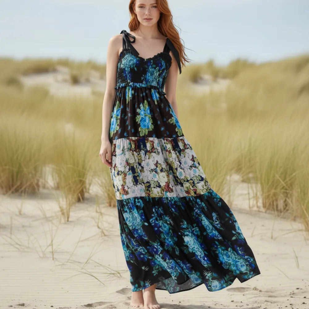 Floral Patchwork Boho Maxi Dress
