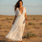 White Lace Beach Cover Up Maxi Dress