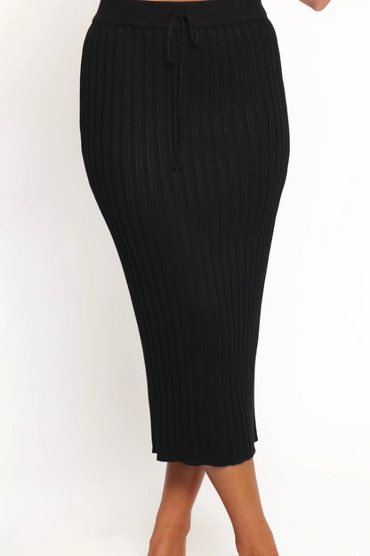 Richelle Ribbed Knit Skirt Set Black