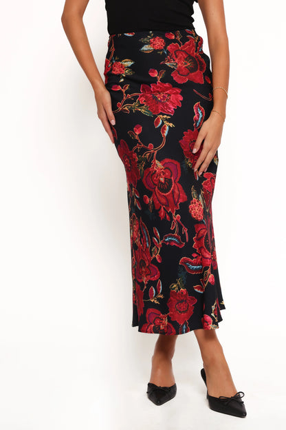 Evie Maxi Skirt Black Floral