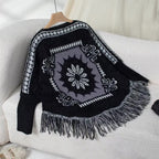 Boho Knit Poncho Sweater