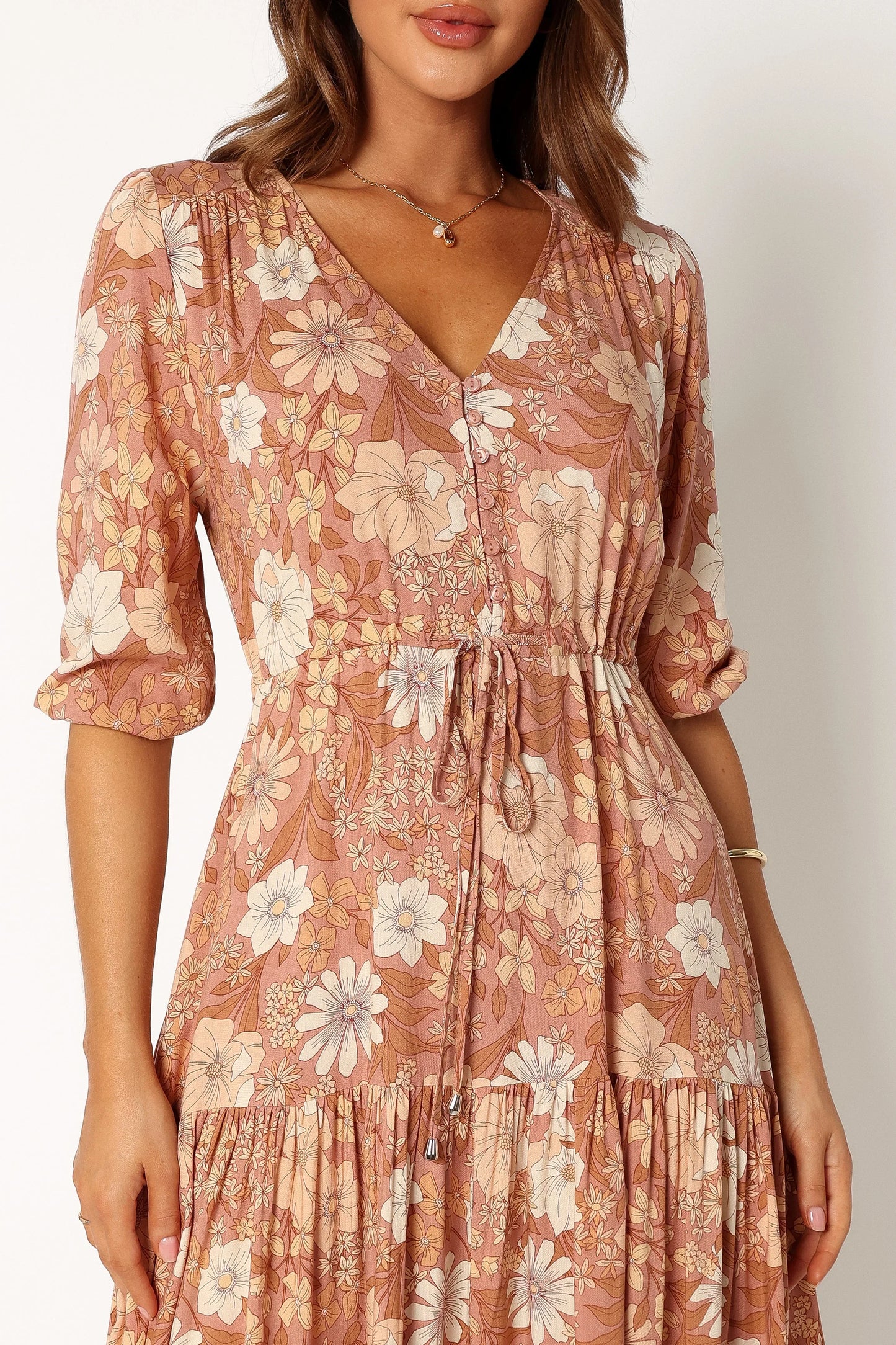 Kelda Dress Tan Floral