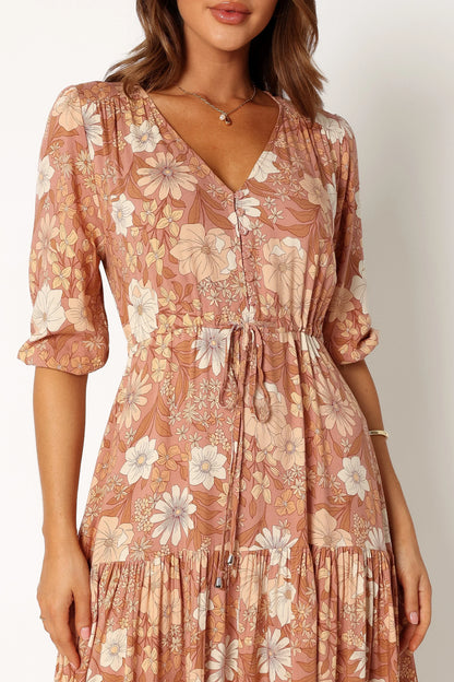 Kelda Dress Tan Floral
