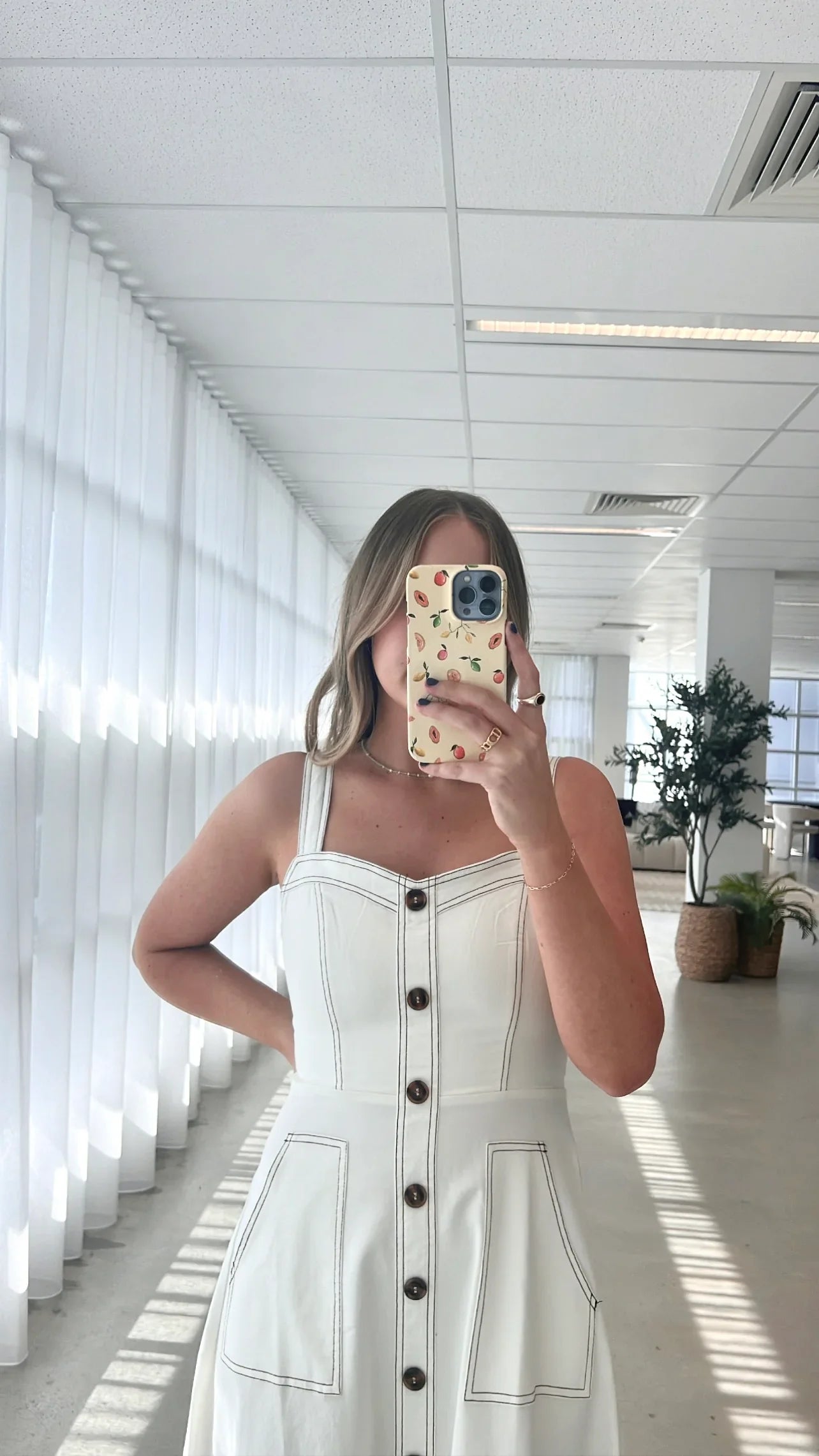 Indigo Midi Dress White Denim