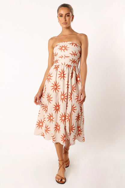 Ryder Strapless Midi Dress Soleil