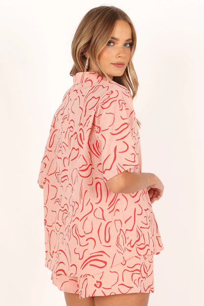 Flower Power Short Set Pink
