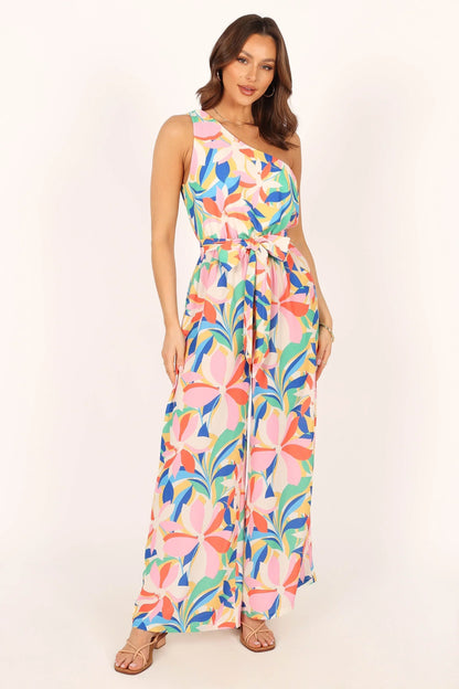 Belinda One Shoulder Jumpsuit Floral