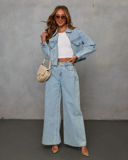 Streamline Curved Hem Denim Jacket