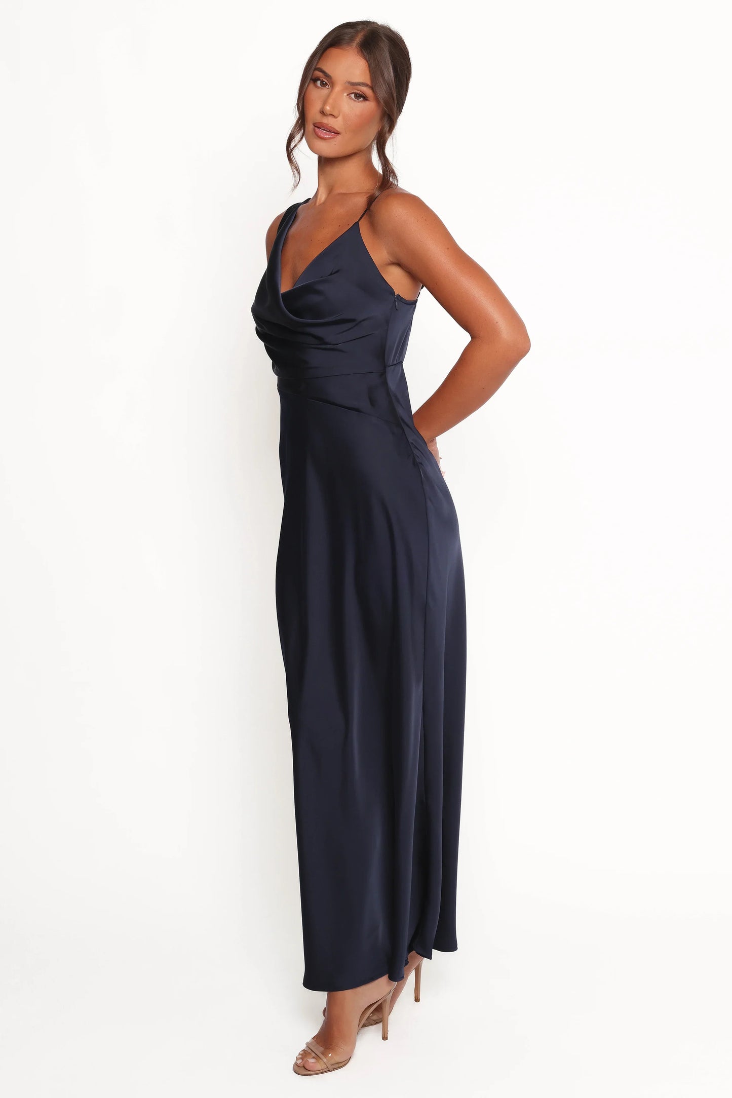 Anela Asymmetric Midi Dress Navy
