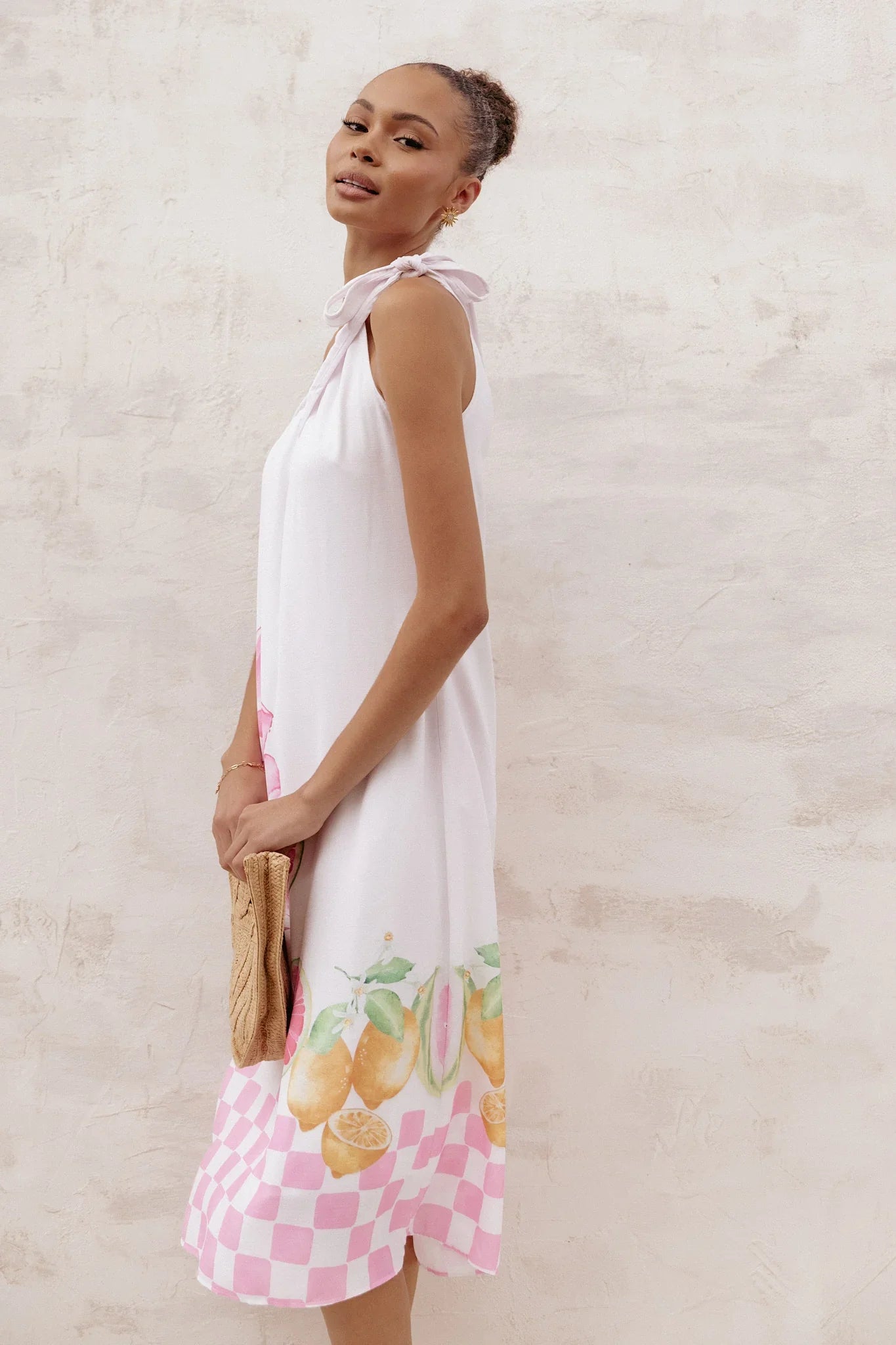 Reagan One Shoulder Midi Dress Pink