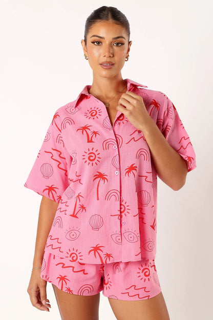 Tally Short Set Pink Red