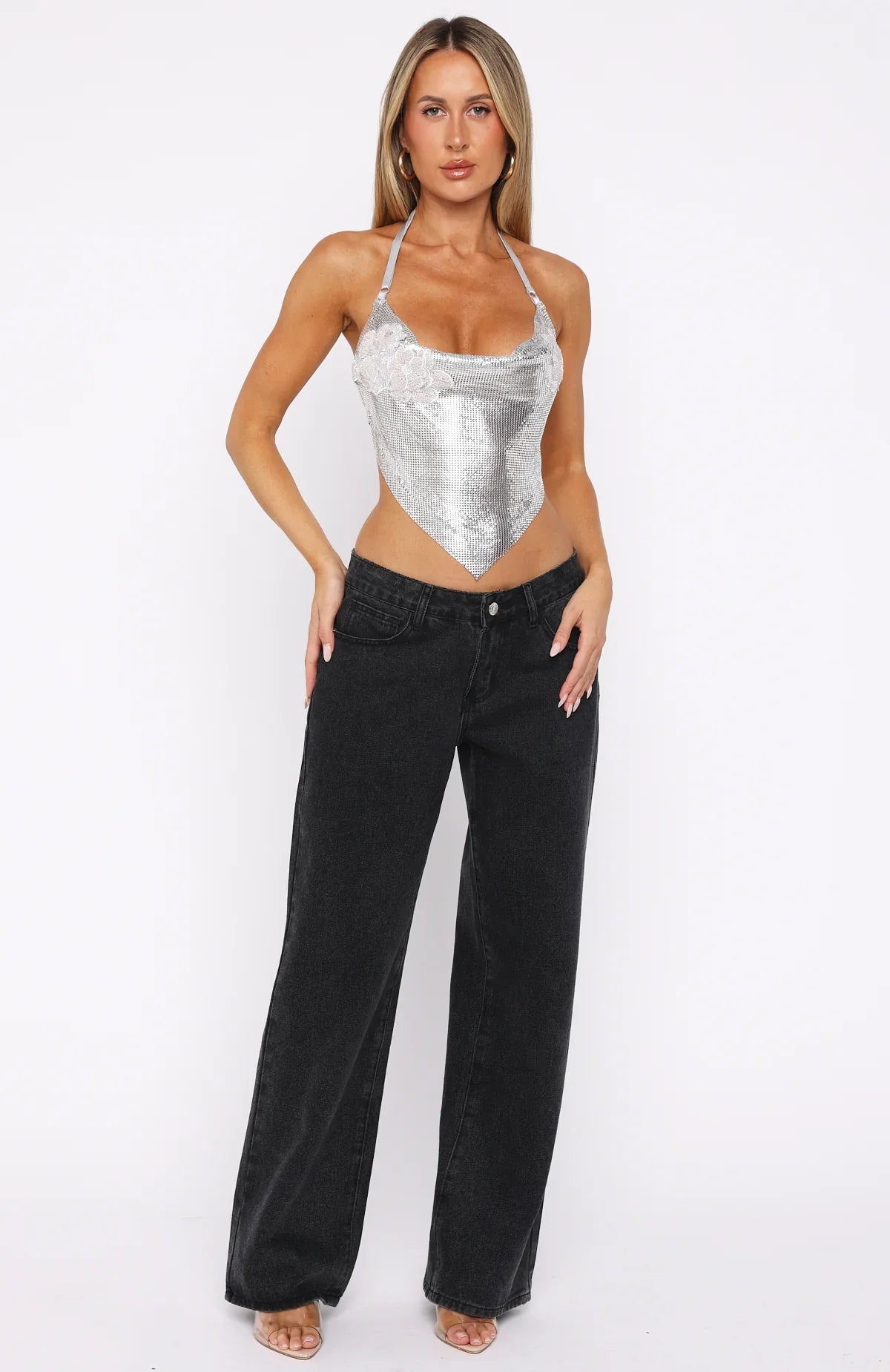 Hidden Glade Halter Metal Mesh Top Silver