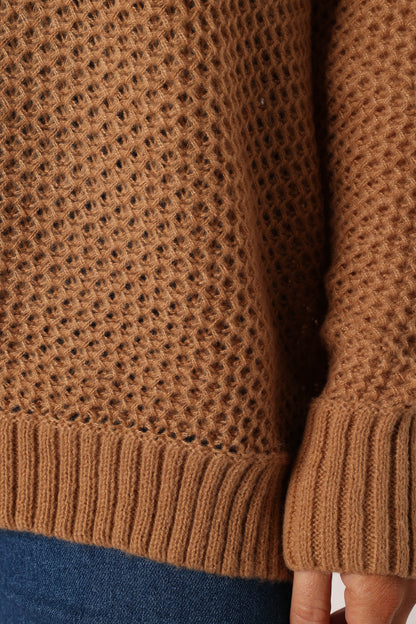 Rayne Turtleneck Knit Sweater Beige