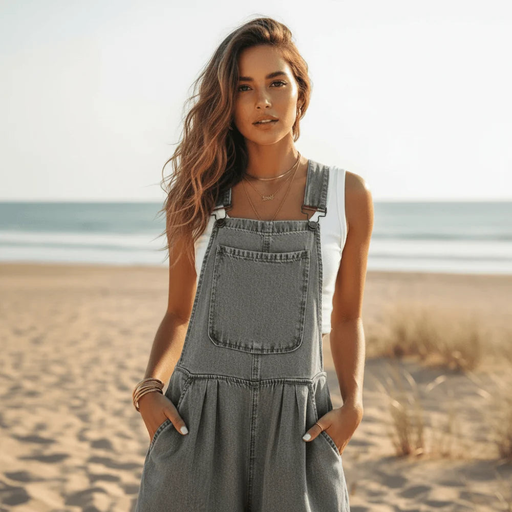 Vintage Boho Denim Wide Leg Overalls