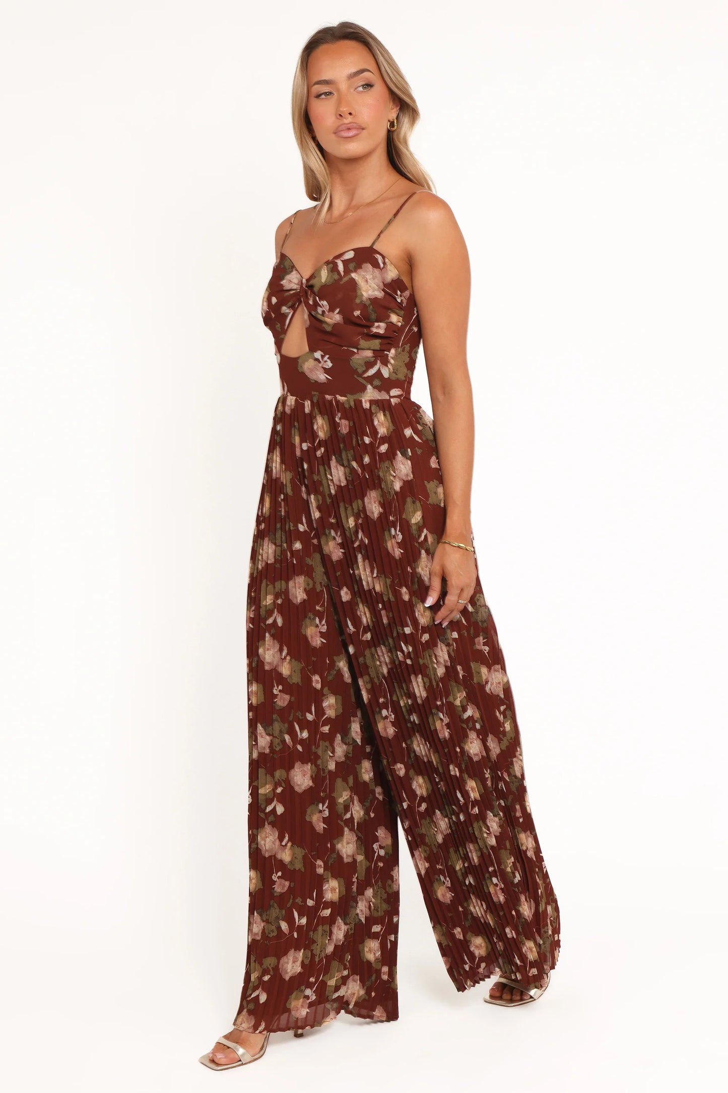 Alice Wide Leg Jumpsuit Brown Floral