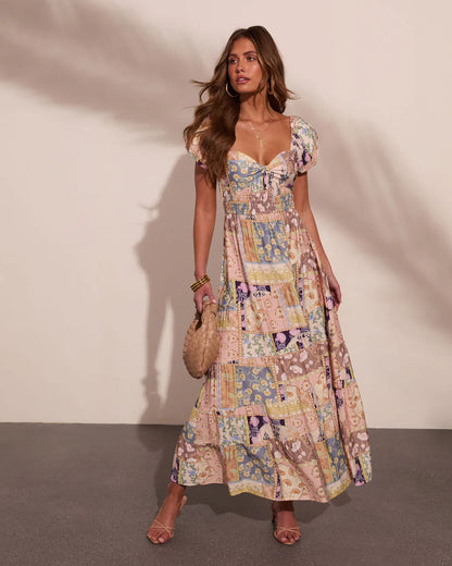 Prairie Stardust Abstract Patchwork Maxi Dress