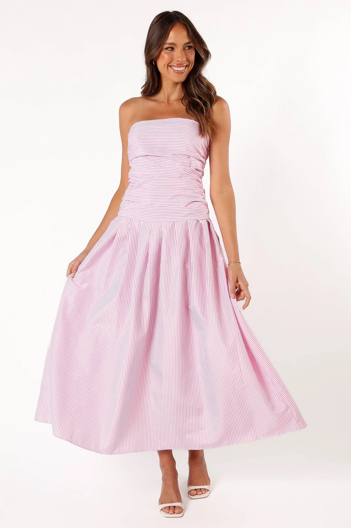 Avalee Strapless Maxi Dress Pink Stripe