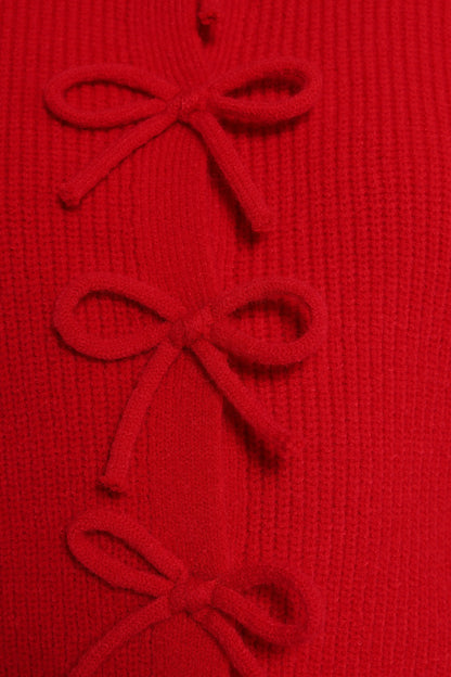 Wilde Bow Front Cardigan Red