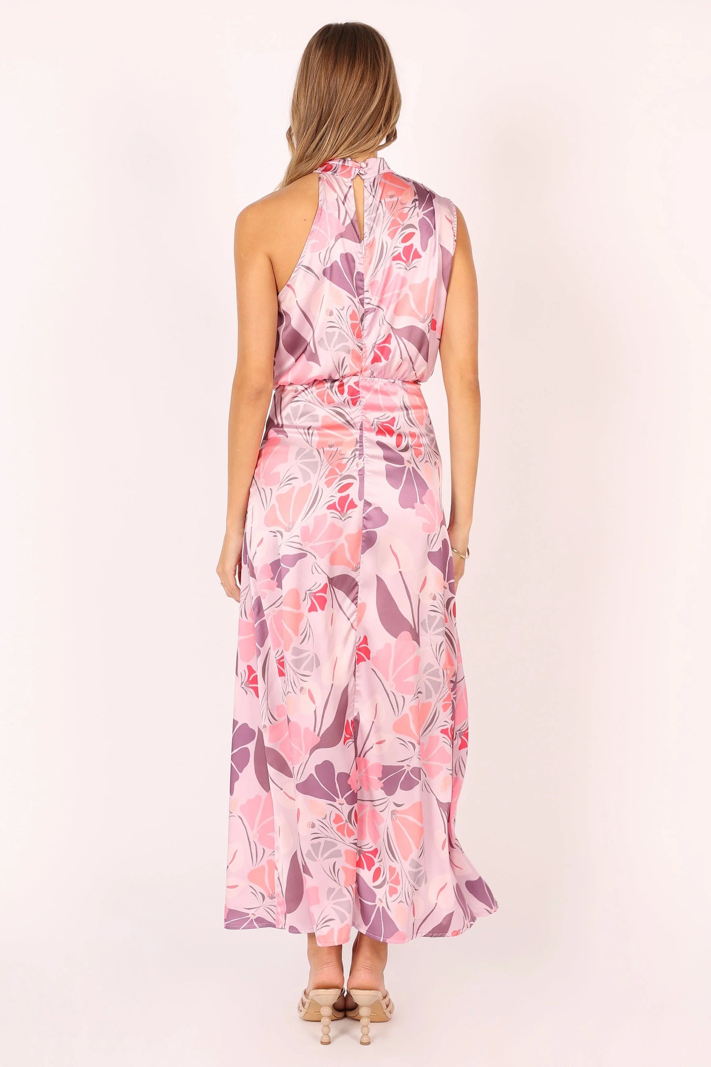 Amelia Halterneck Maxi Dress Pink Floral