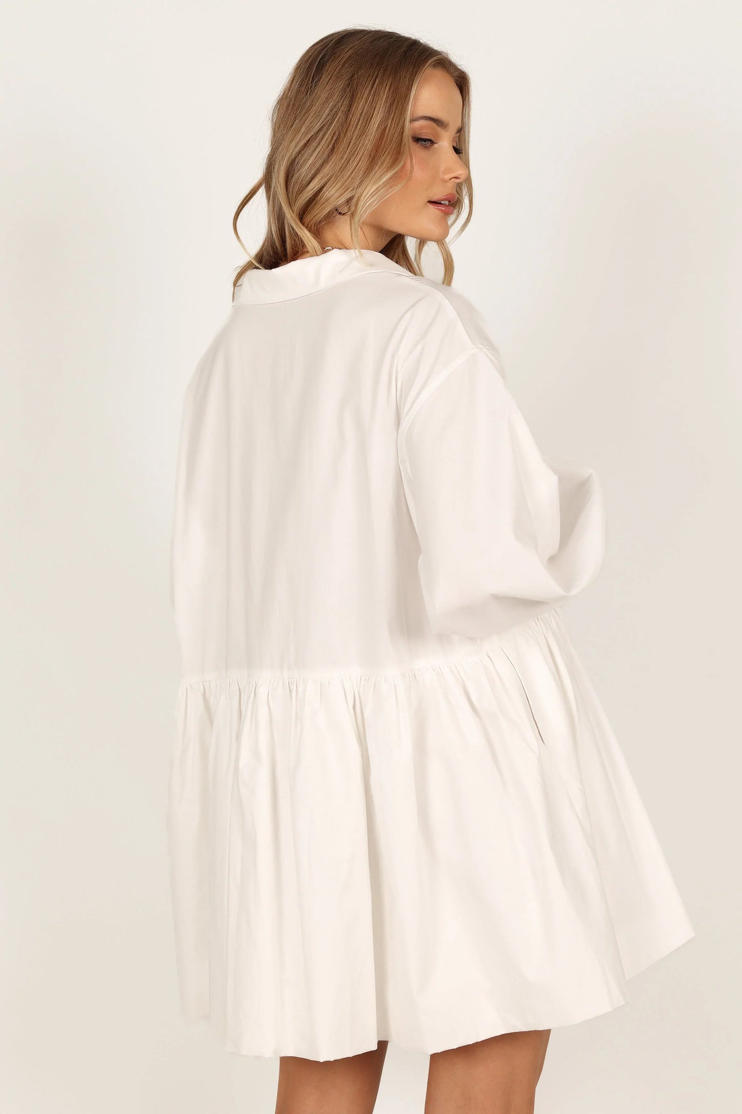 Daisy Long Sleeve Mini Dress White