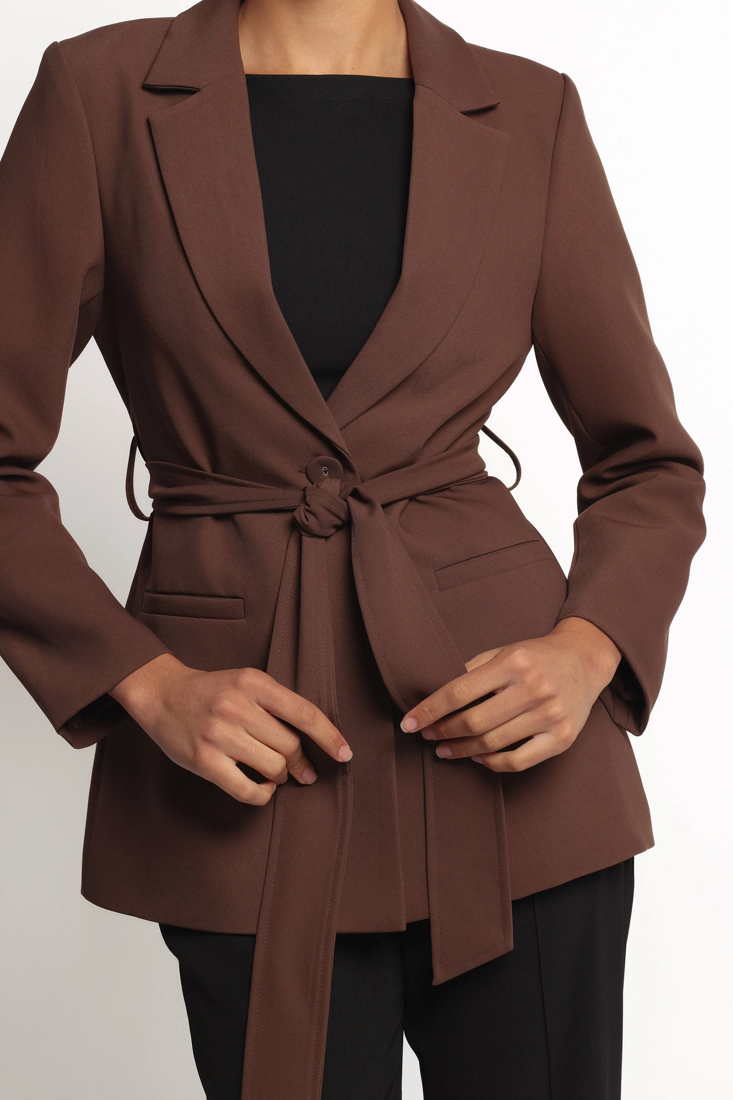 Eliana Waist Tie Blazer Espresso
