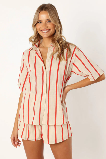 Myles Short Set Red Stripe