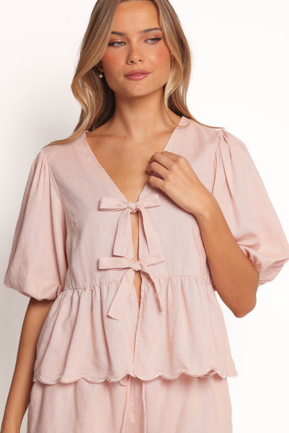 Zarie Scalloped Short Set Light Pink