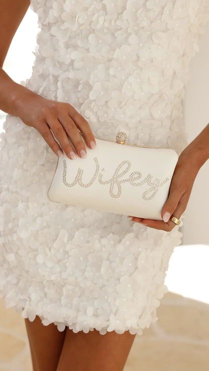 Wifey Satin Clutch Gold