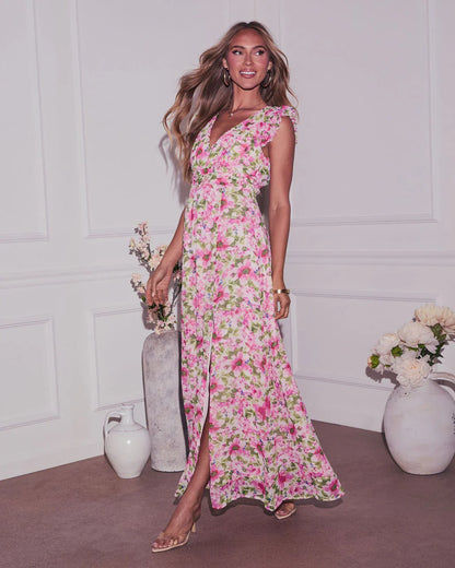 In The Garden Floral Print Maxi Dress