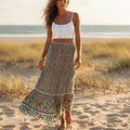 Bohemian Floral Print High Waist Maxi Skirt
