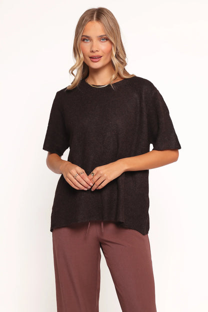 Morris Short Sleeve Oversized Sweater Tee Dark Chocolate