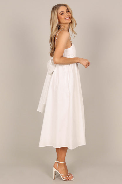 Alice Bow Back Midi Dress White