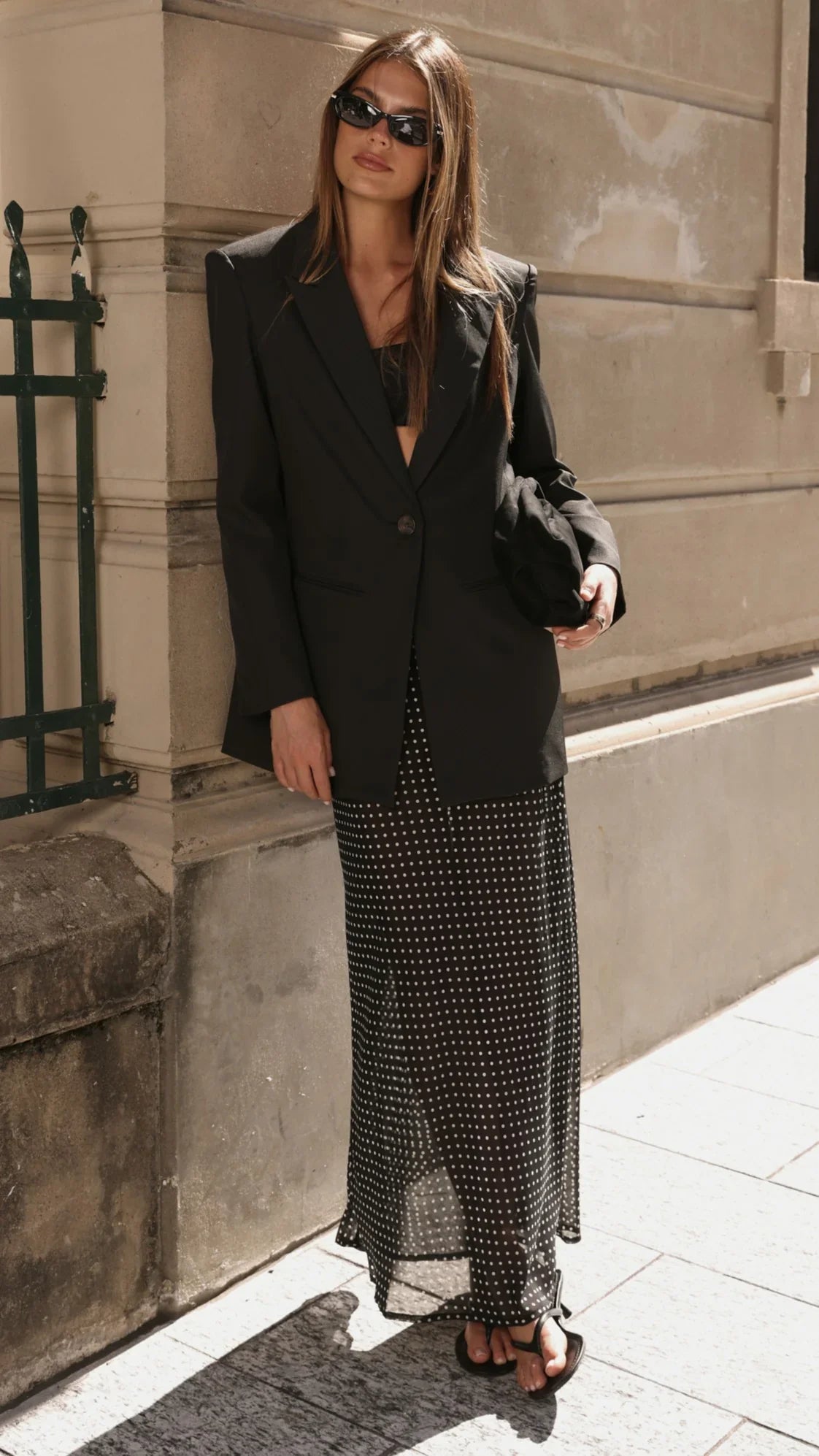 Onella Sheer Maxi Skirt Black White Spot