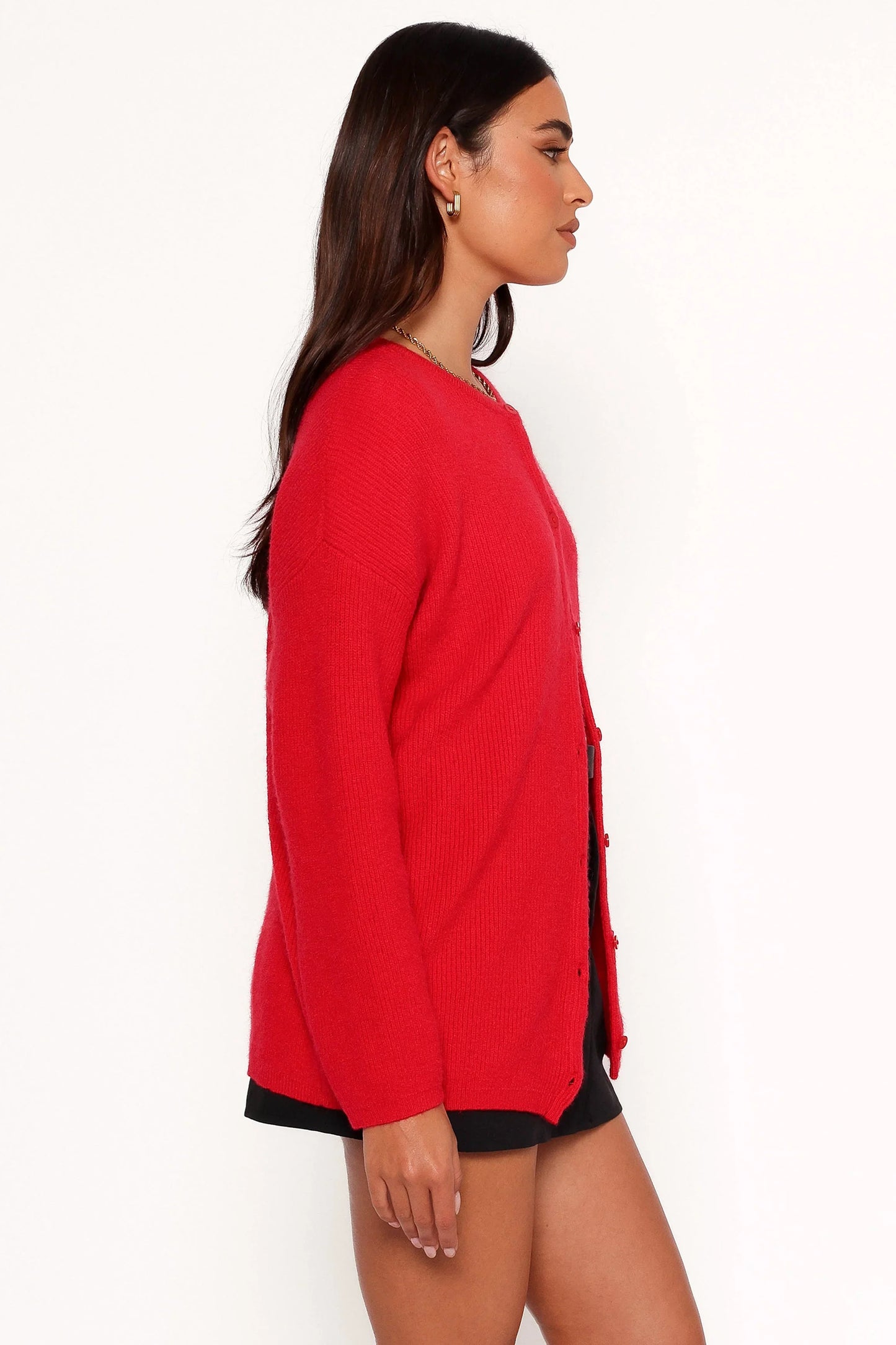 Astor Classic Button Up Cardigan Red