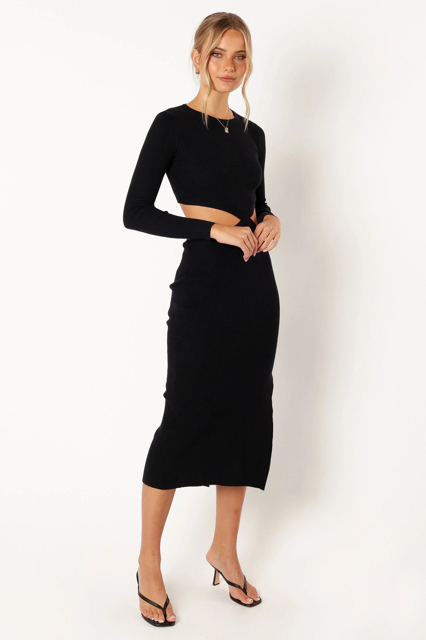 Jonah Long Sleeve Midi Dress Black