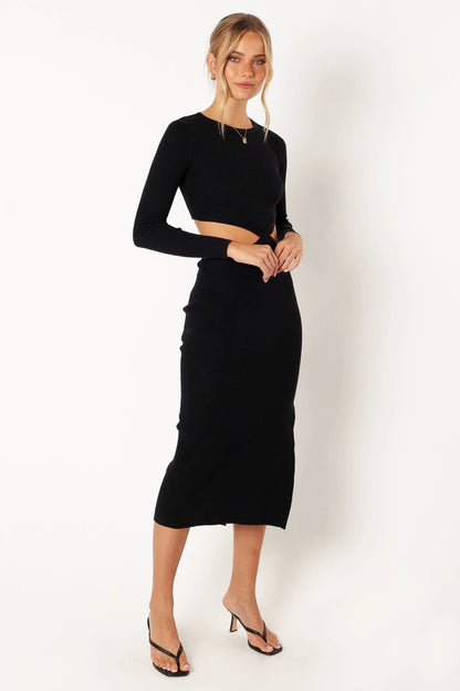 Jonah Long Sleeve Midi Dress Black
