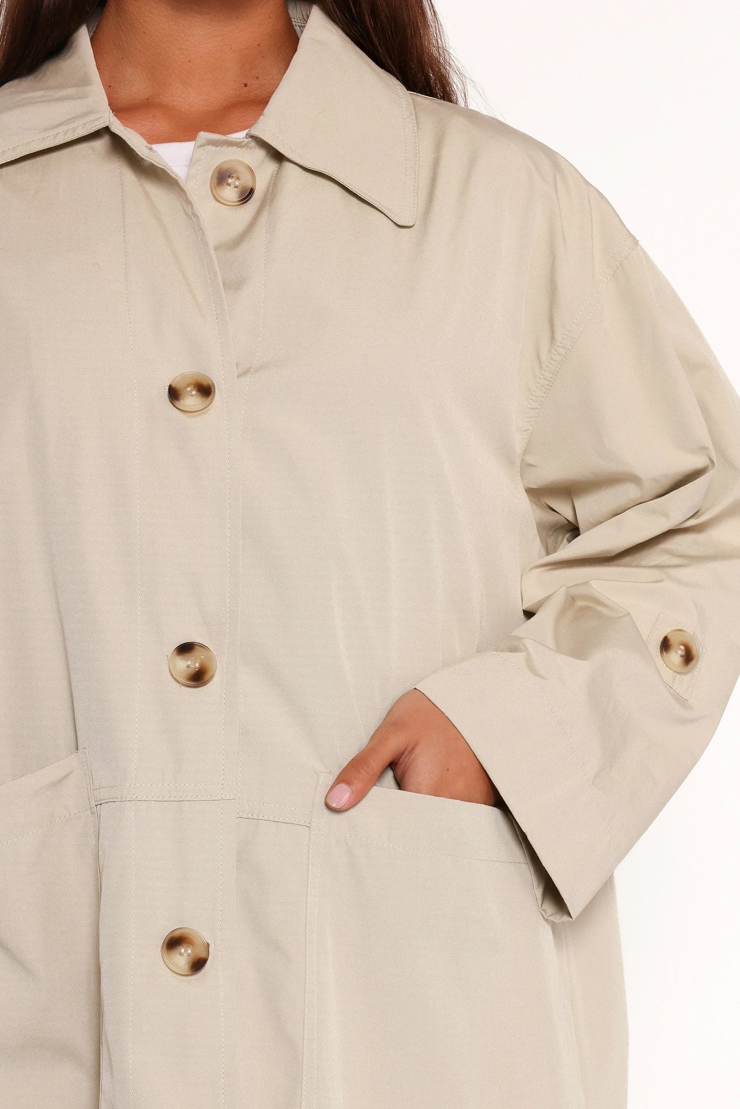 Stella Button Front Collar Jacket Taupe