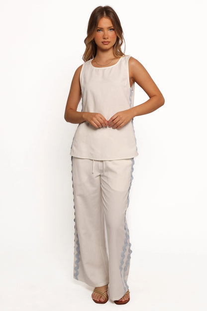 Jasinta Top Cream Blue