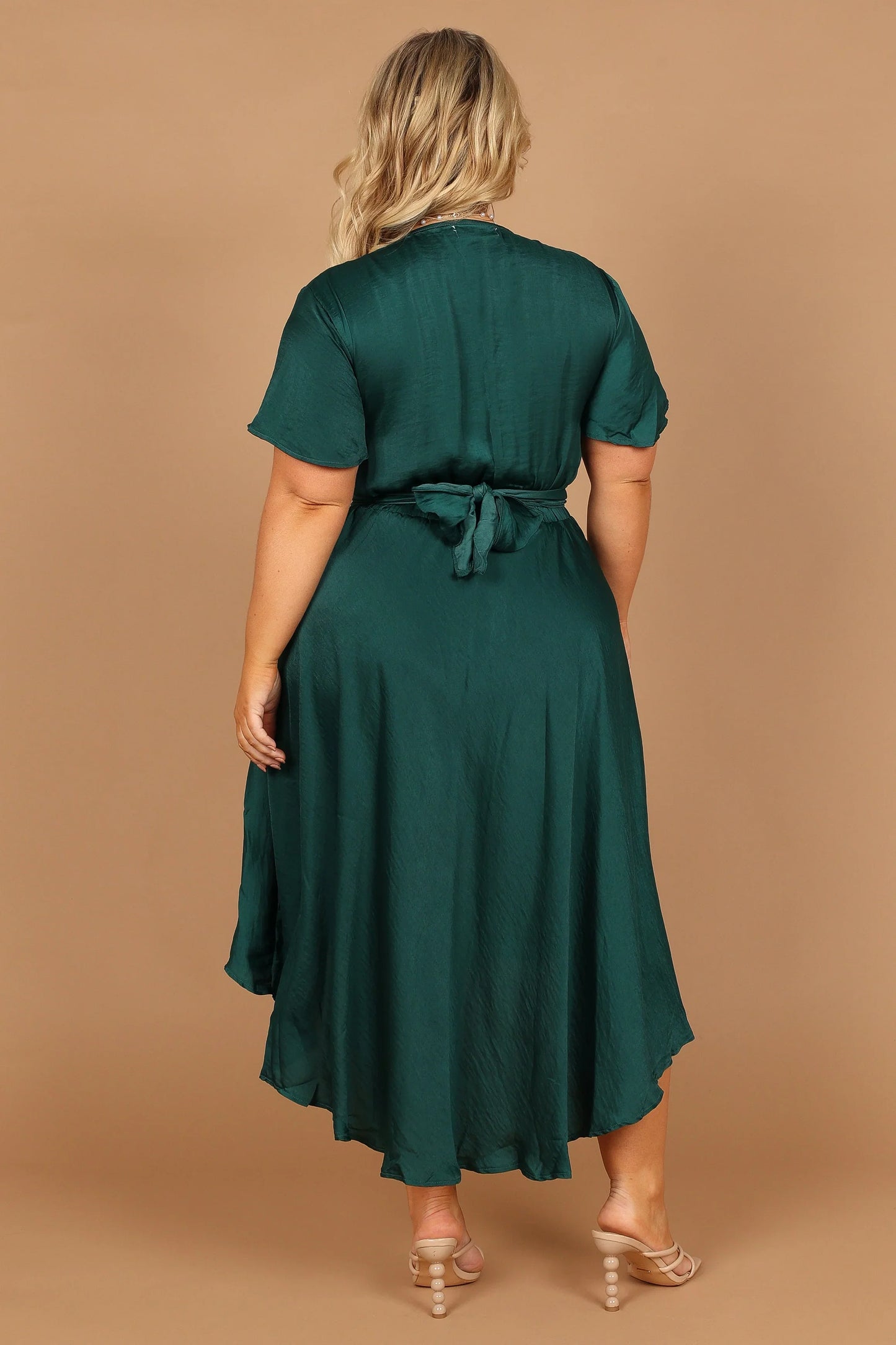 Amanda Hi Lo Tie Front Dress Emerald