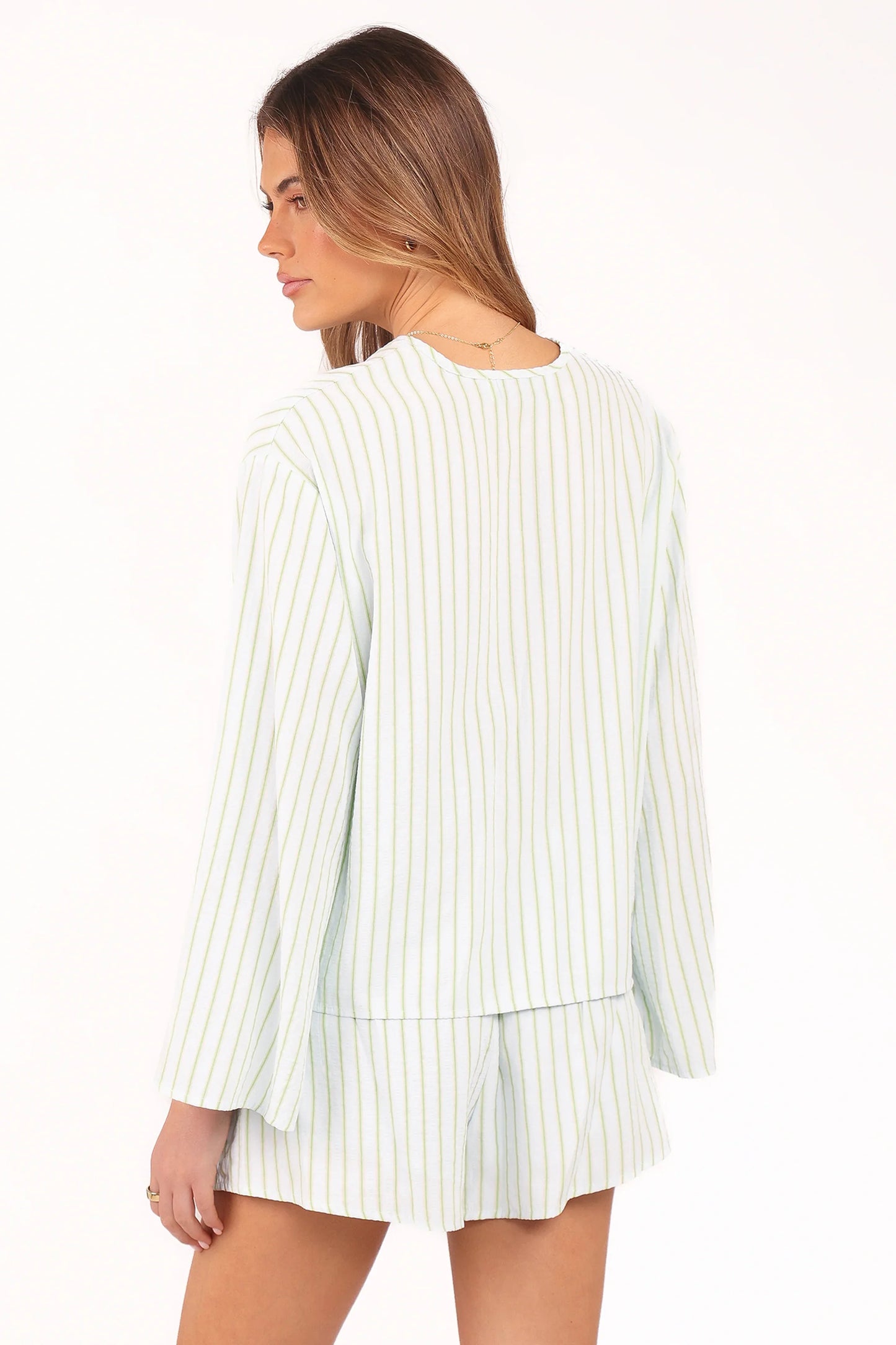 Flynn Short Set Green Blue Stripe