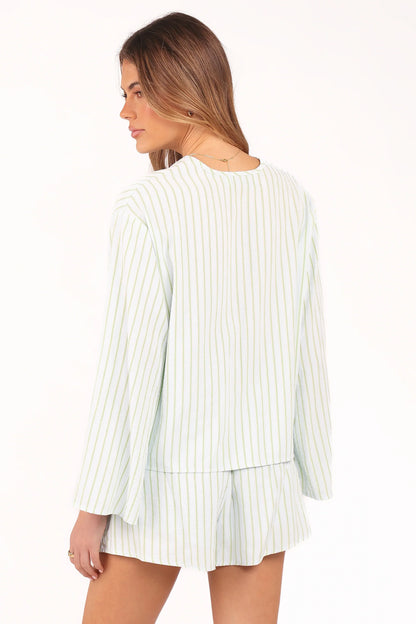 Flynn Short Set Green Blue Stripe