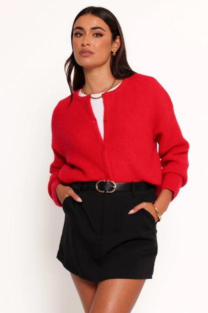 Astor Classic Button Up Cardigan Red