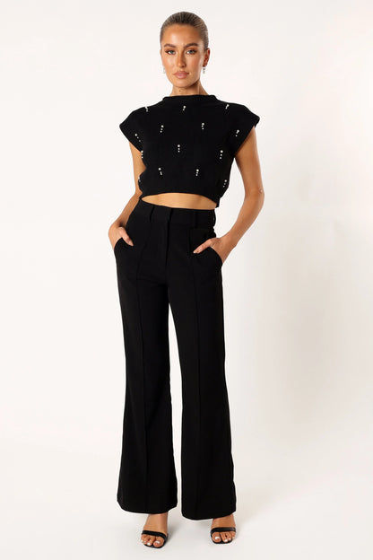 Malani Beaded Top Black