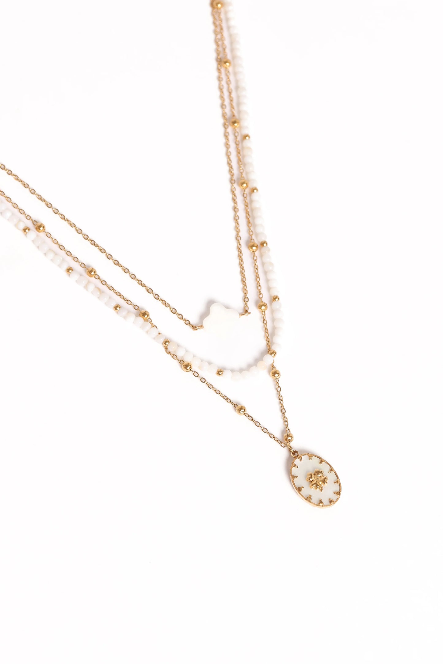Goldie Necklace Gold White