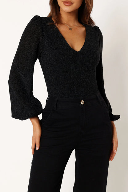 Wander Long Sleeve Bodysuit Black