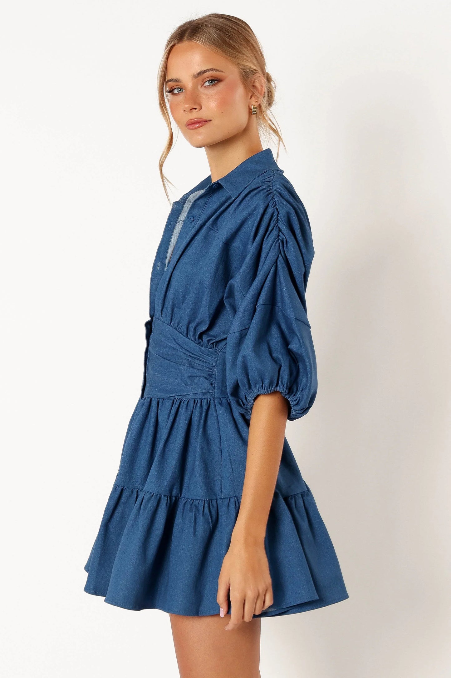 Francis Long Sleeve Mini Dress Blue Denim