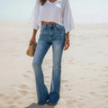 High Waisted Flare Leg Denim Jeans