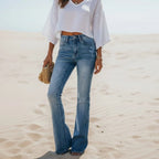 High Waisted Flare Leg Denim Jeans