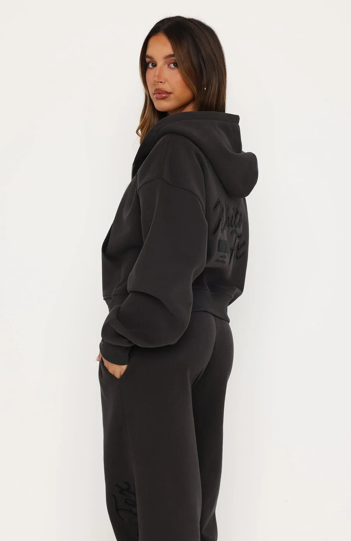 Studio 17 Willa Boxy Zip Front Hoodie Charcoal