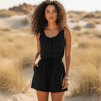 Sleeveless Button Up Romper
